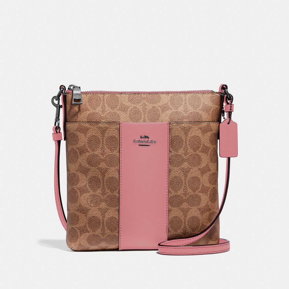 coach kitt messenger crossbody rose print chalk