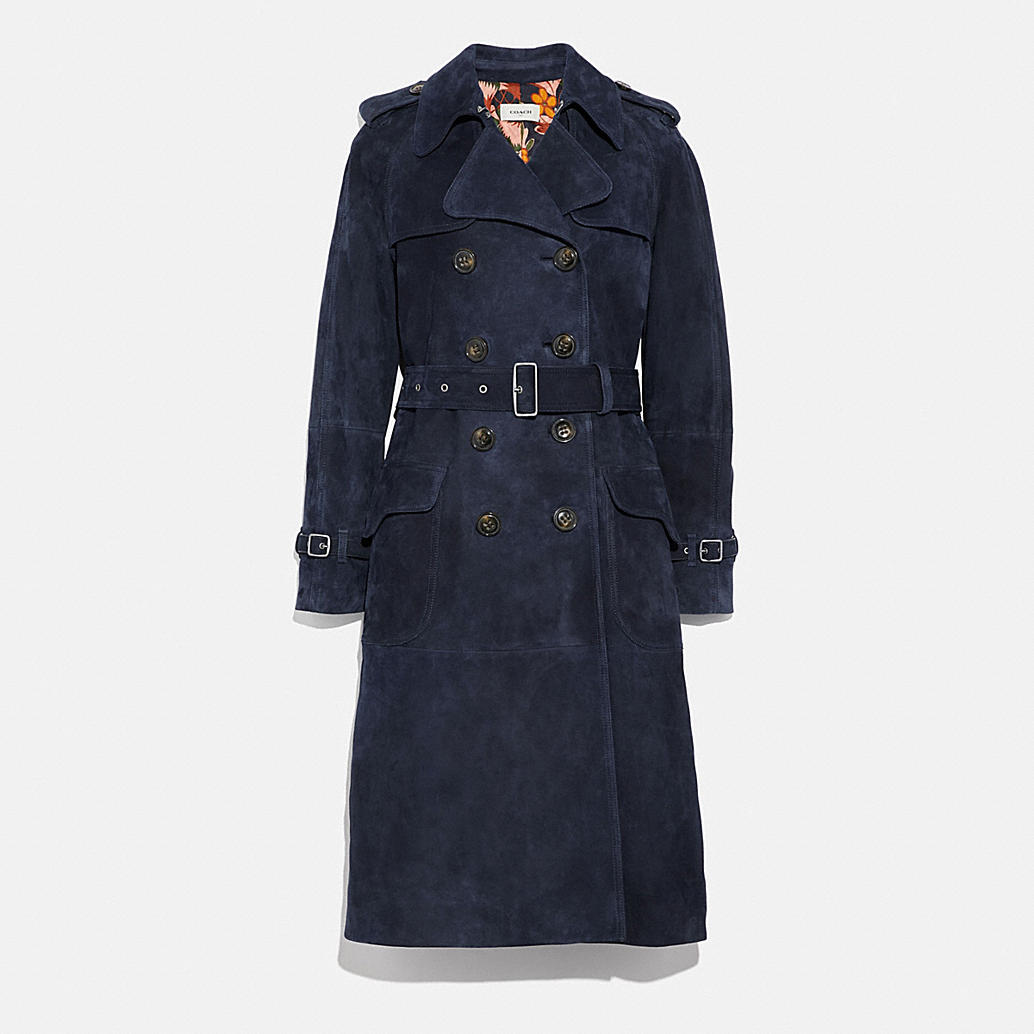 COACH: Suede Trench With Printed Lining