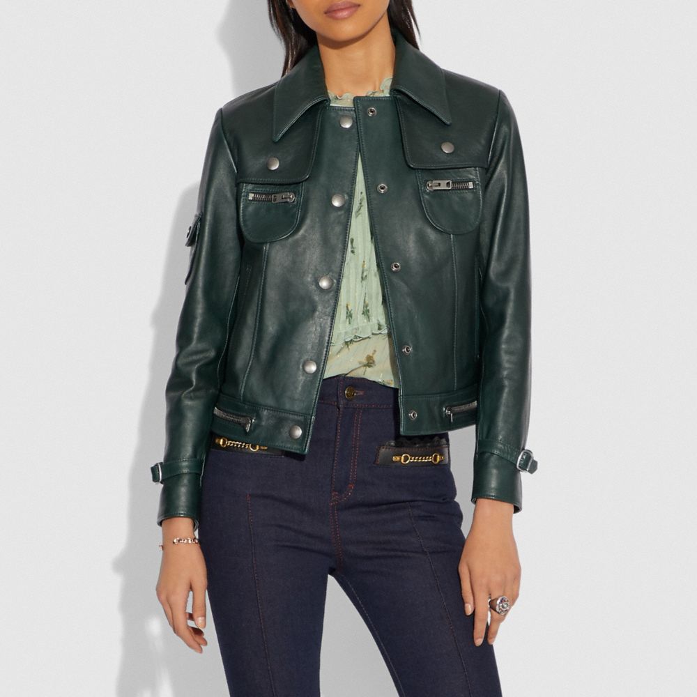 forest green moto jacket