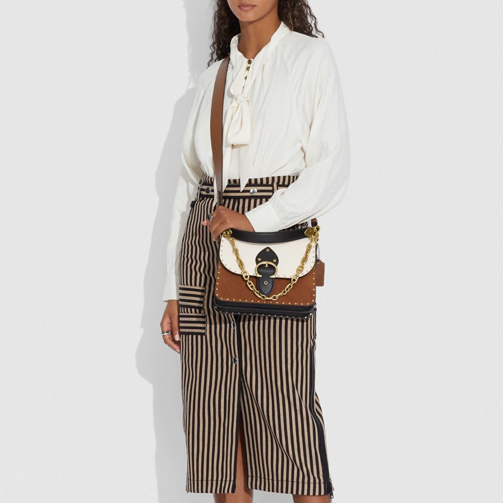 BEAT SHOULDER BAG IN COLORBLOCK WITH RIVETS - Alternate View 1