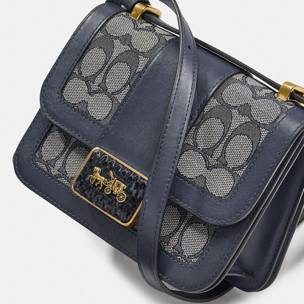 COACH: Alie Shoulder Bag 18 In Signature Jacquard With Snakeskin Detail