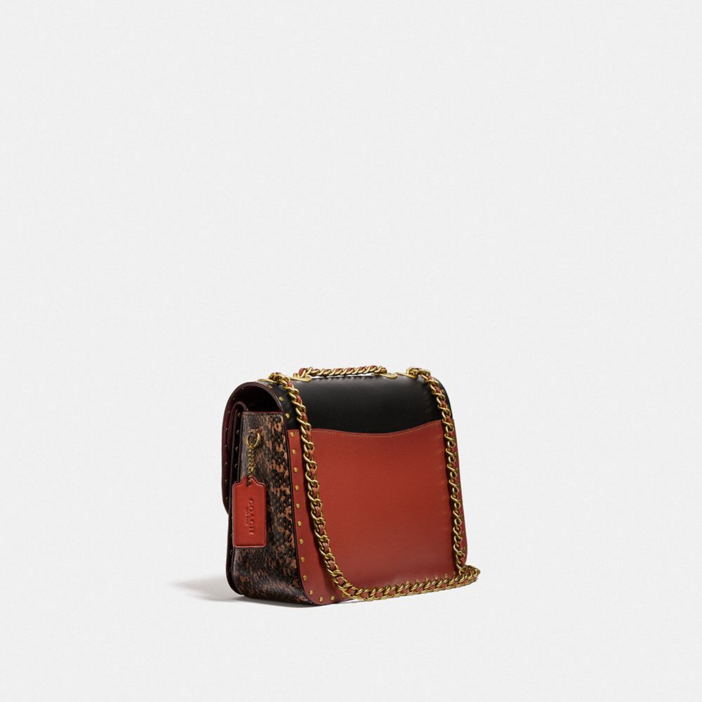 MADISON SHOULDER BAG IN SIGNATURE CANVAS WITH RIVETS AND SNAKESKIN DETAIL - Alternate View 3