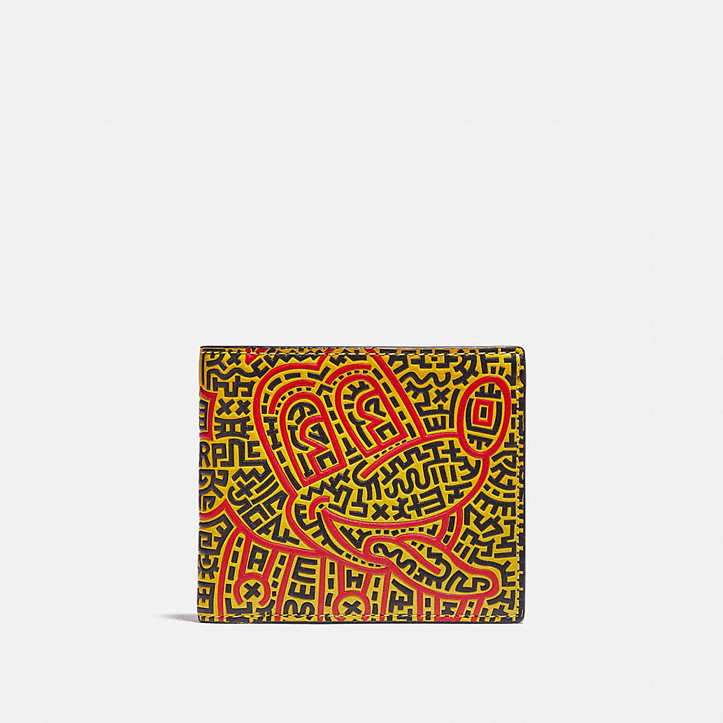 Coach Disney Mickey Mouse X Keith Haring Double Billfold Wallet