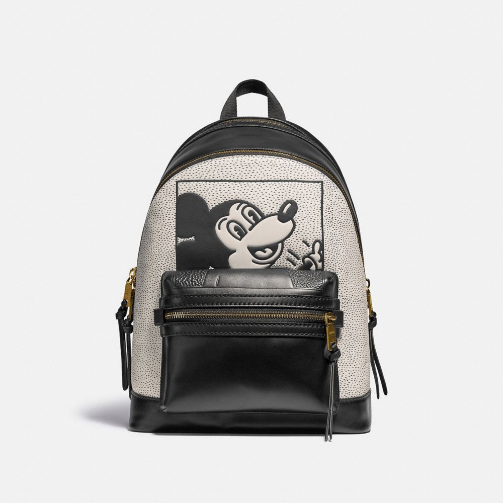 black leather mickey mouse backpack