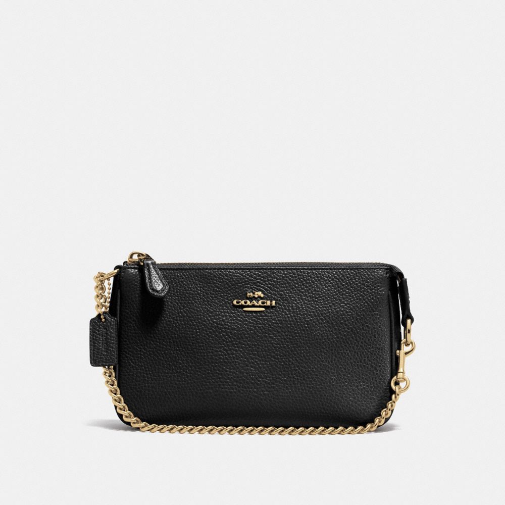 coach wristlet with gold chain