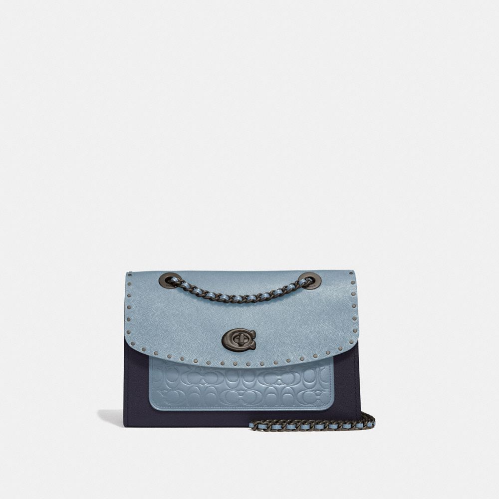 coach parker rivet leather shoulder bag