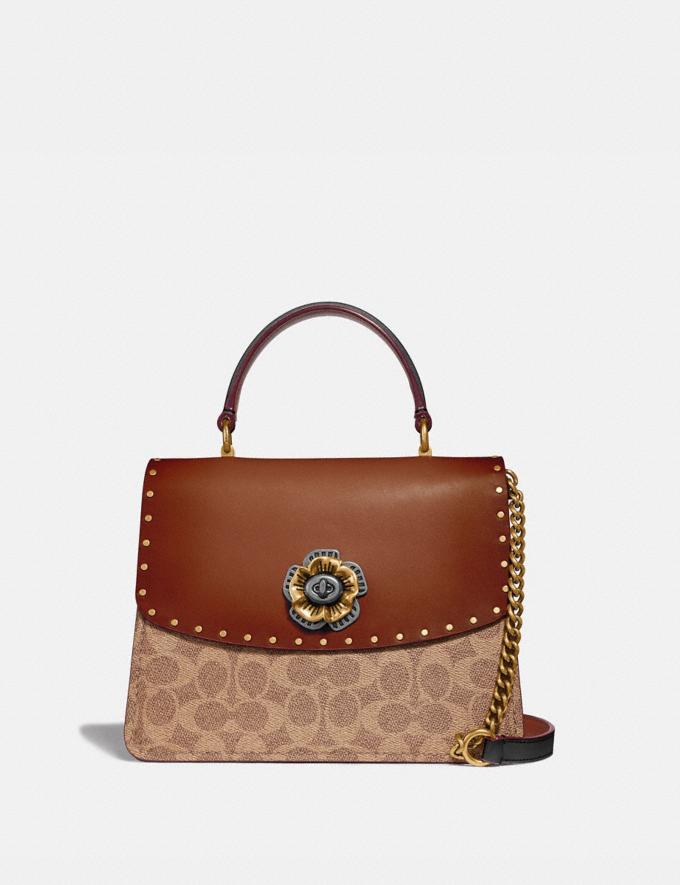 COACH: Parker Top Handle In Signature Canvas With Rivets