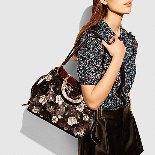 COACH Designer Purses | Tea Rose Applique Rogue Bag In Exotic Leather