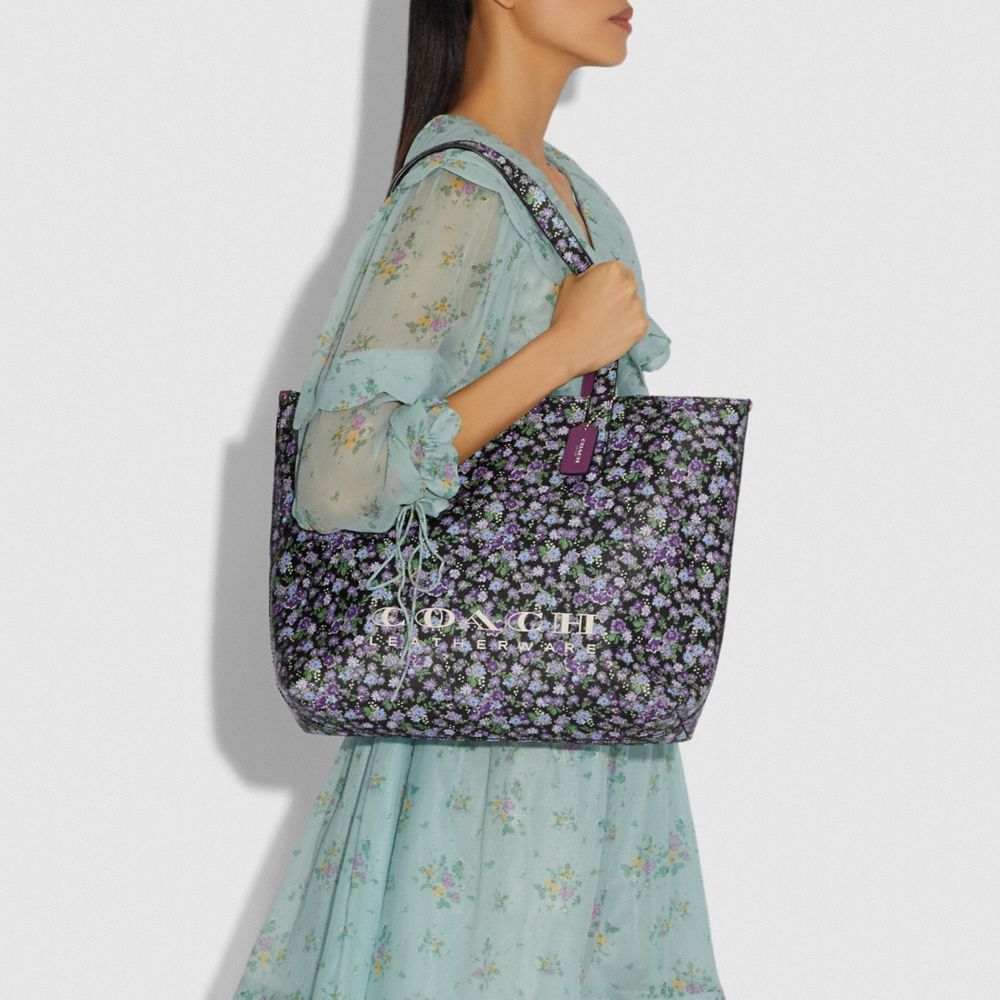 coach highline tote with floral print