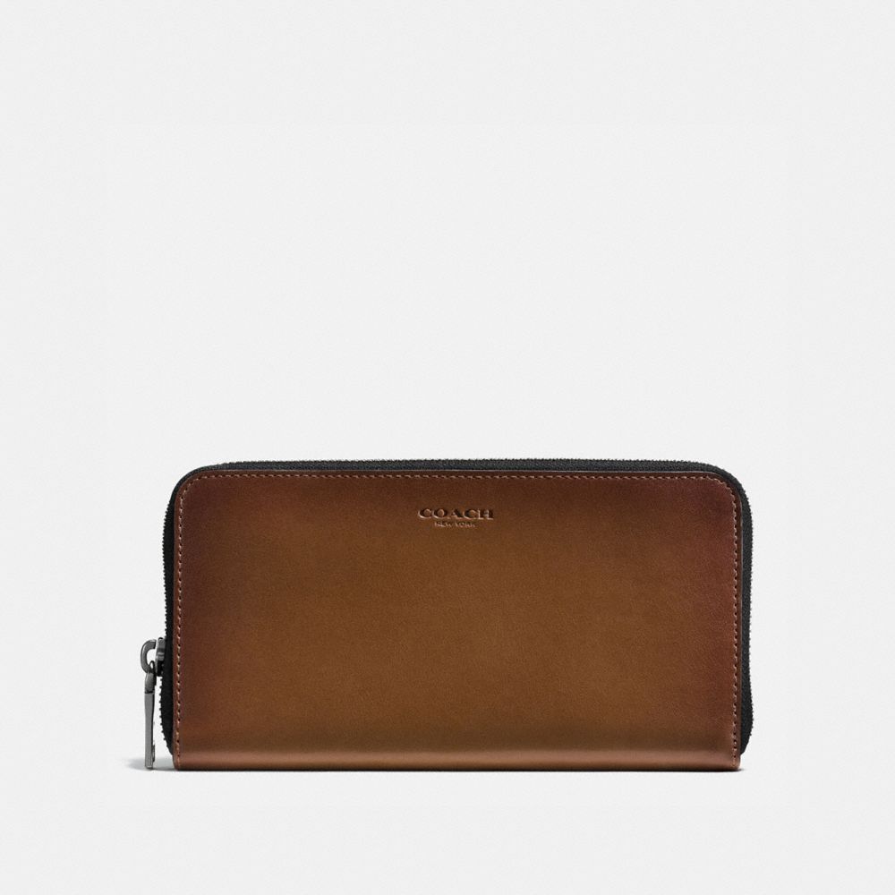 coach dark saddle wallet