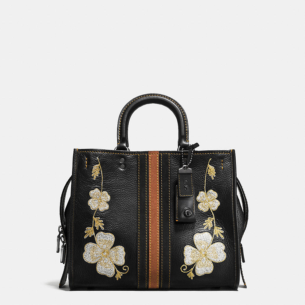 COACH Designer Purses | Western Embroidery Rogue Bag In Pebble Leather