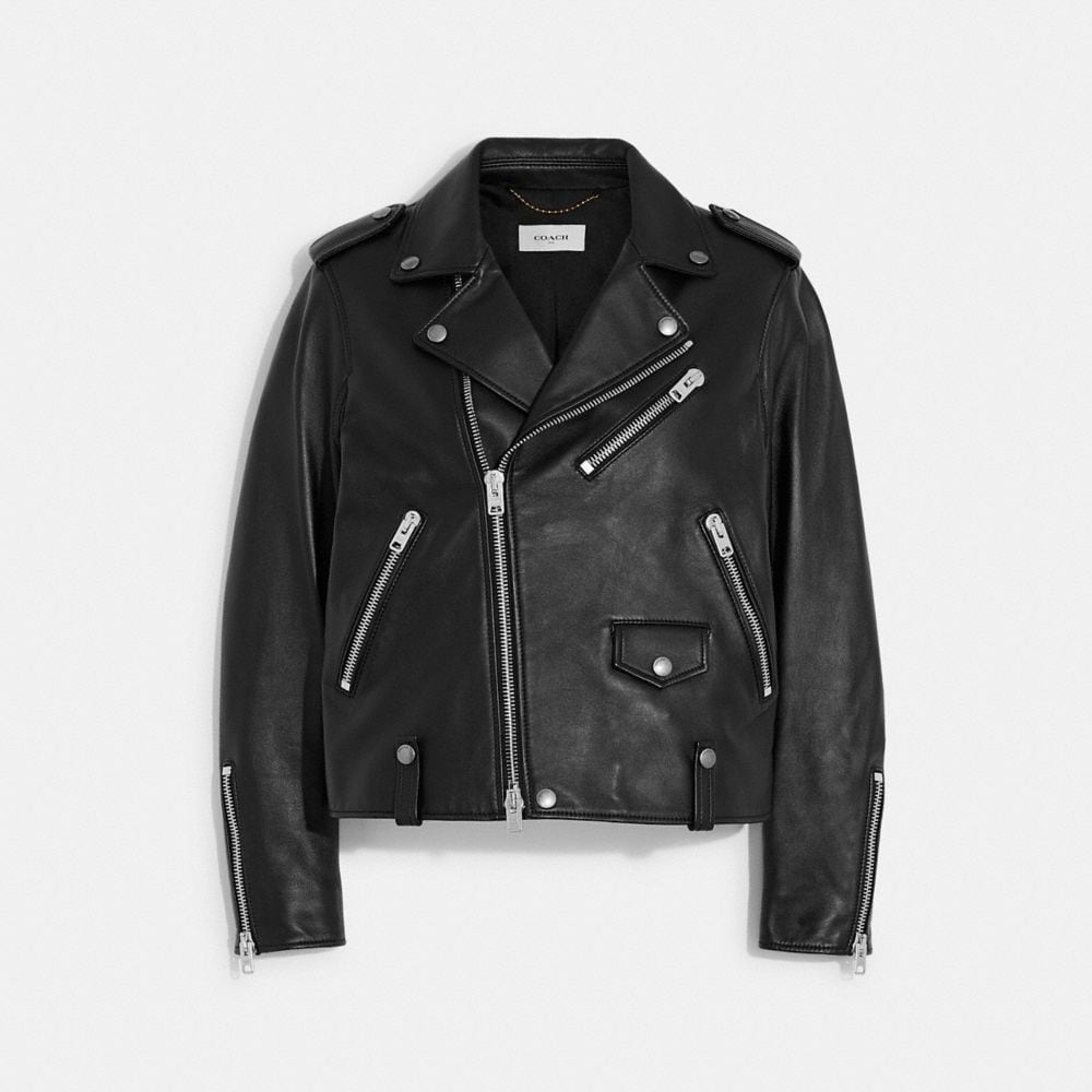 ladies black leather jacket