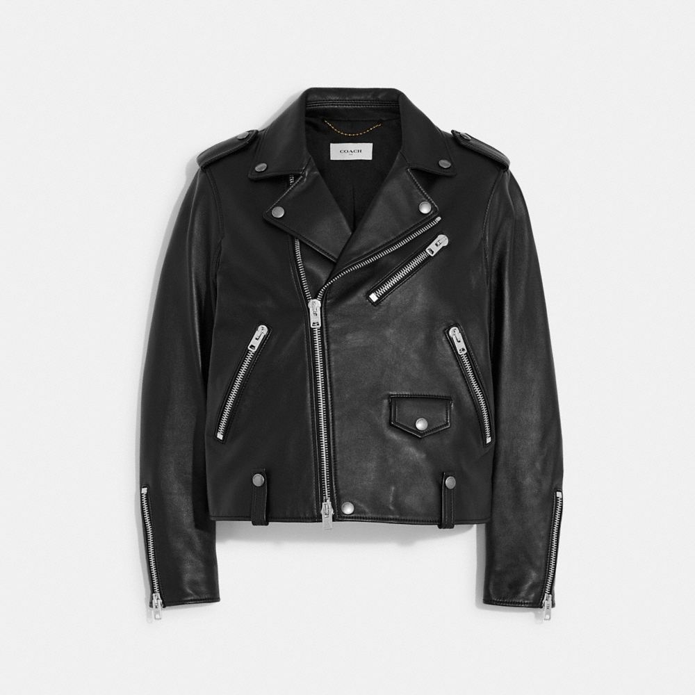 ladies black leather jacket