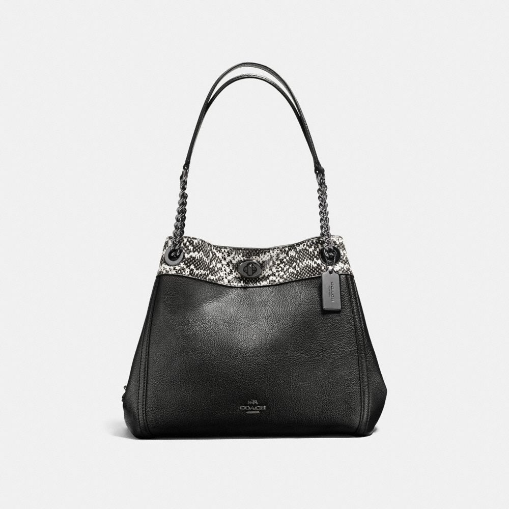 coach edie turnlock grey