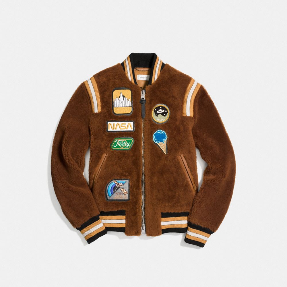 shearling varsity jacket
