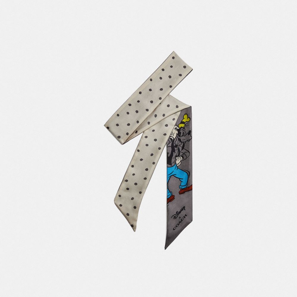 COACH®,DISNEY X COACH PRINTED SILK SKINNY SCARF,Silk,,Front View