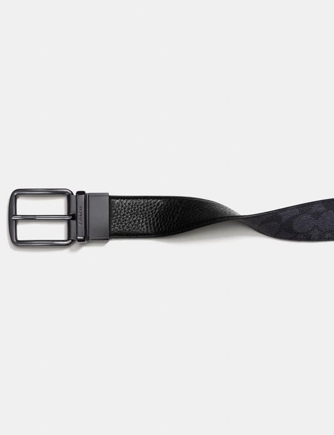 Coach Harness Buckle Cut-To-Size Reversible Belt, 38mm Charcoal/Black DEFAULT_CATEGORY Alternate View 1