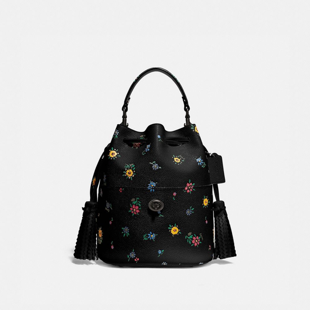 lora bucket bag with wildflower print
