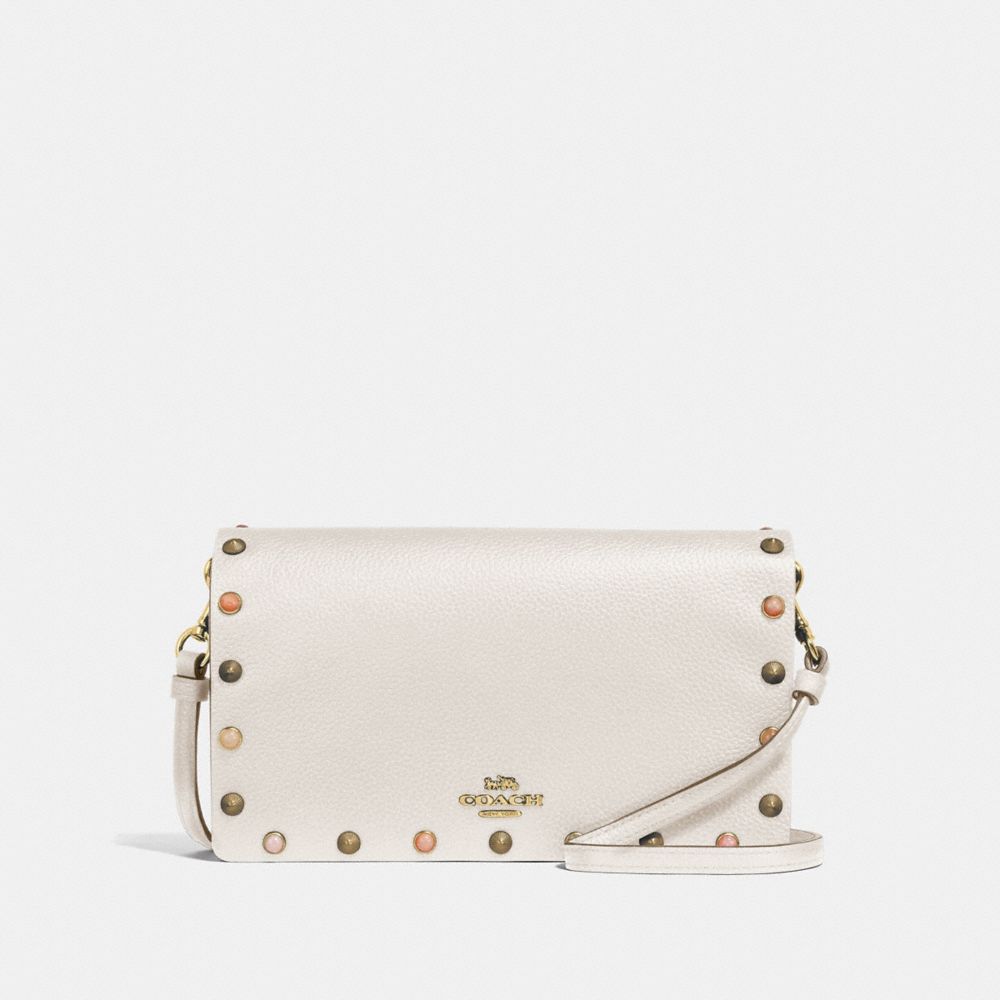 hayden foldover crossbody clutch with rivets