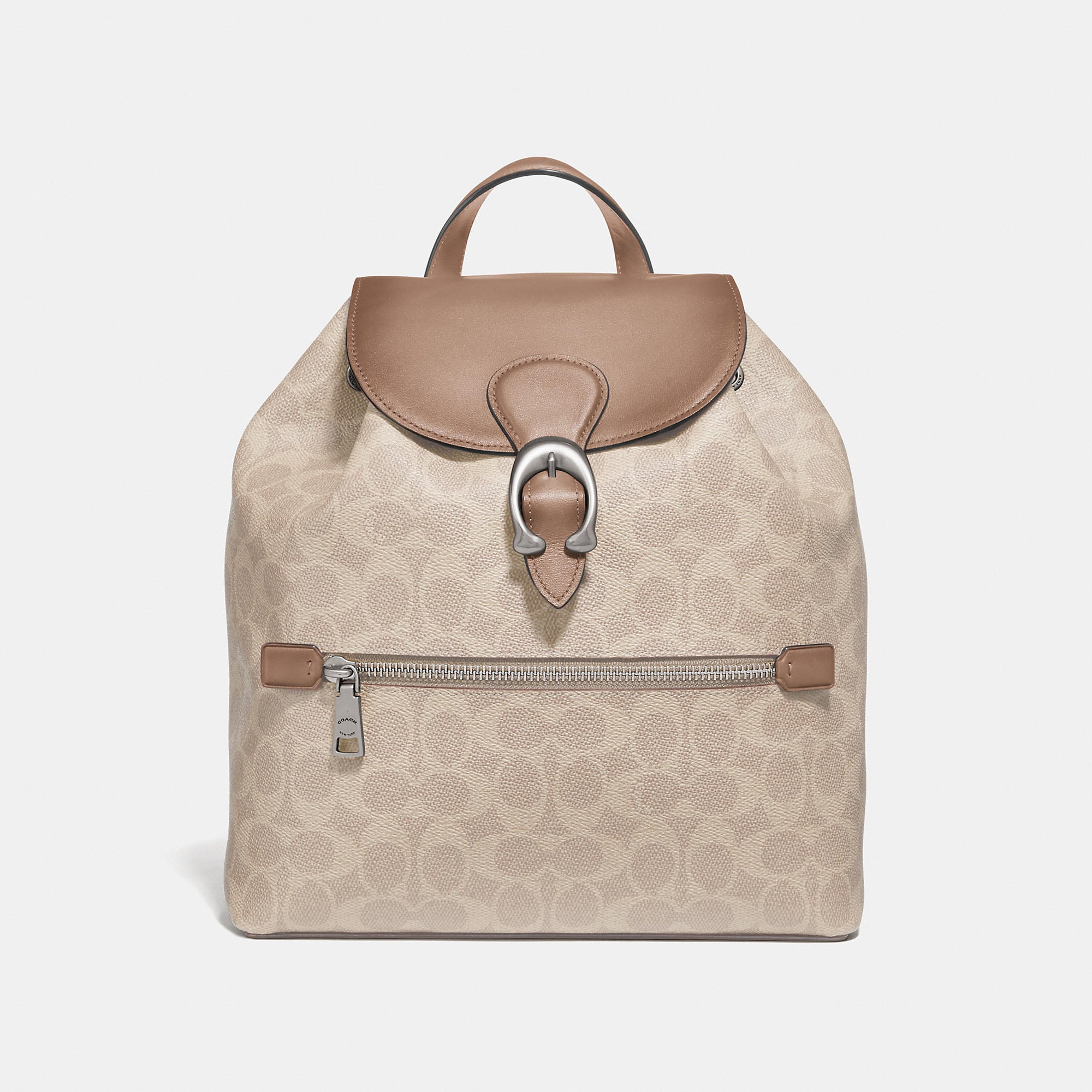 Coach Evie Backpack In Signature Canvas In Lh/sand Taupe