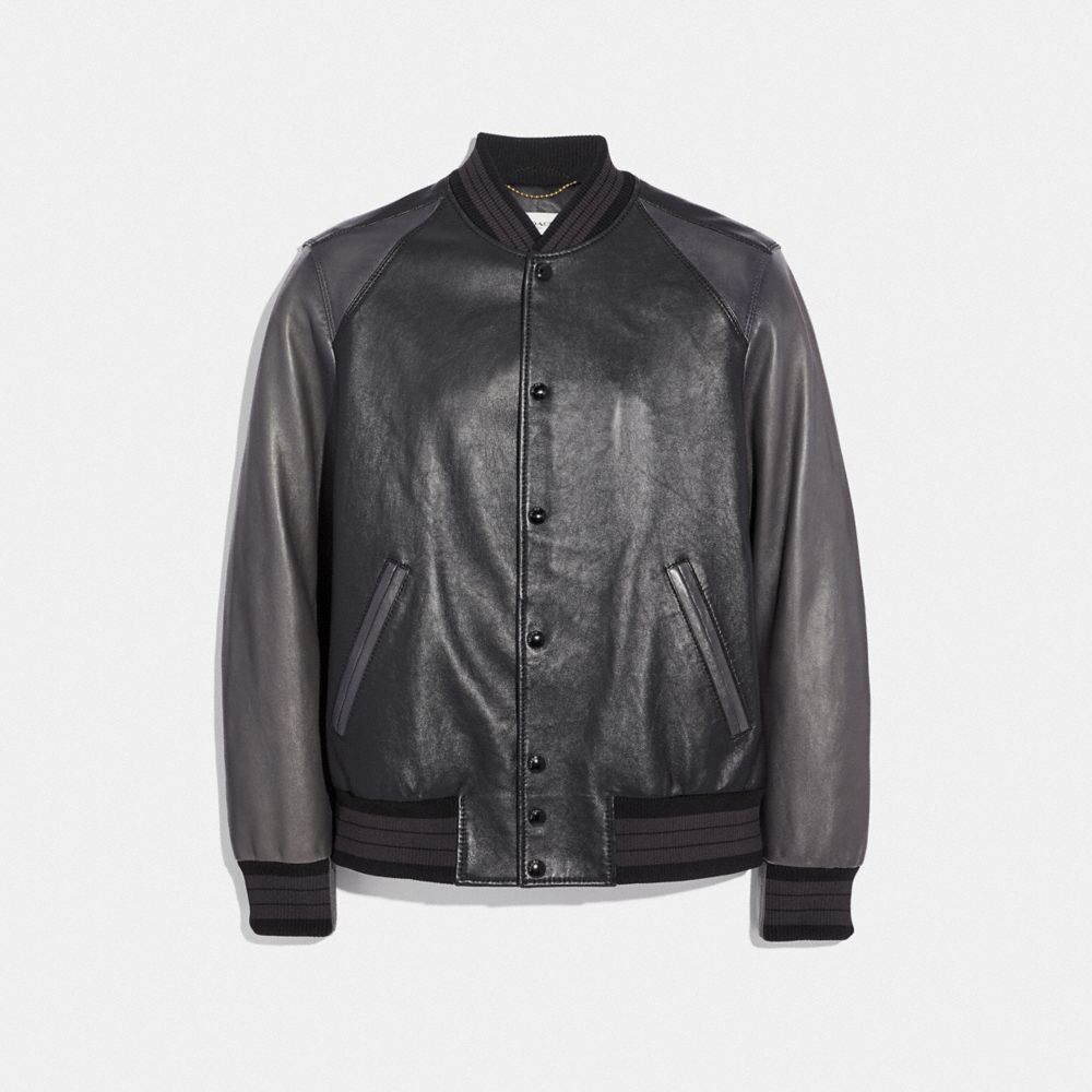 supreme worn leather varsity jacket