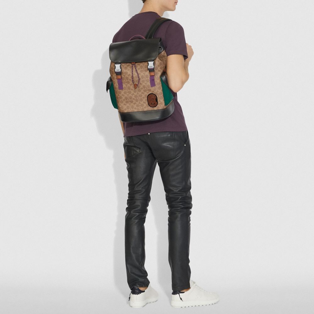 rivington backpack in signature canvas with coach patch