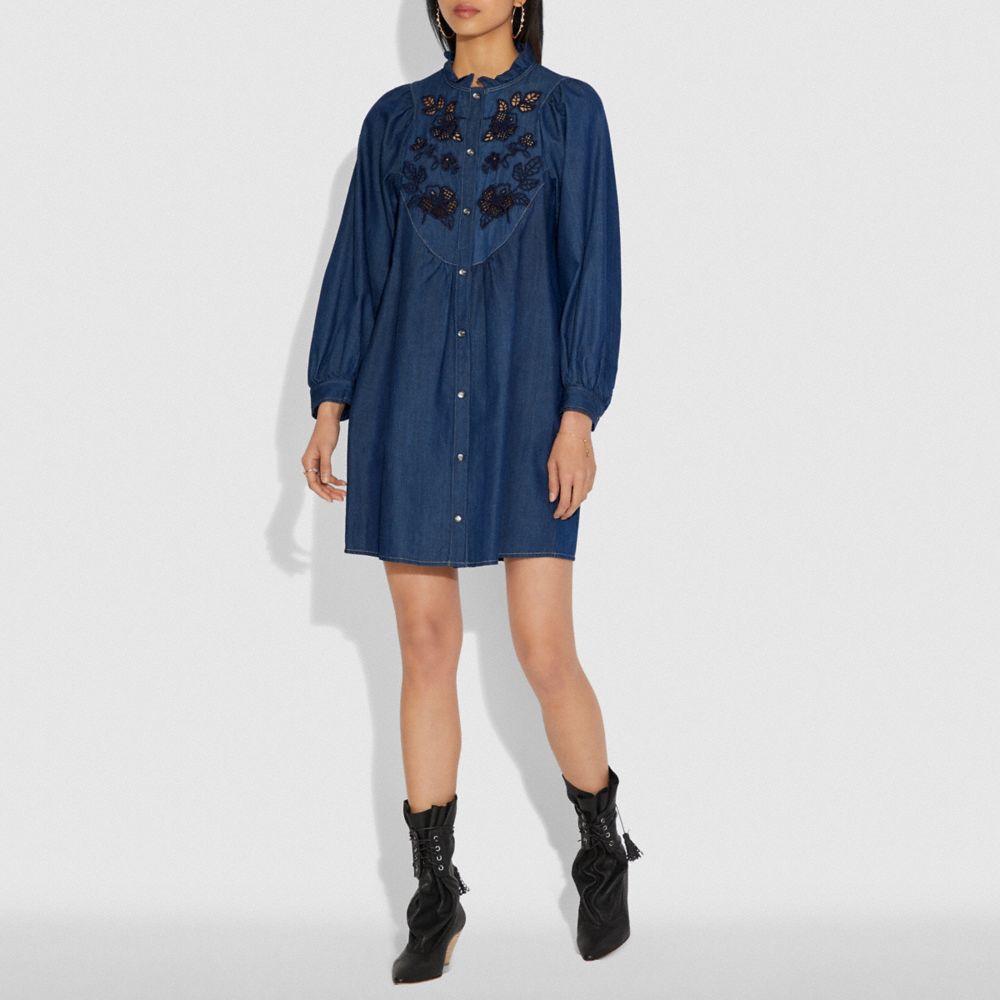 denim dress embroidered