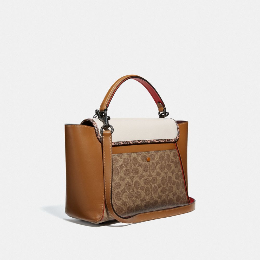COACH Courier Carryall In Colorblock Signature Canvas With Snakeskin Detail