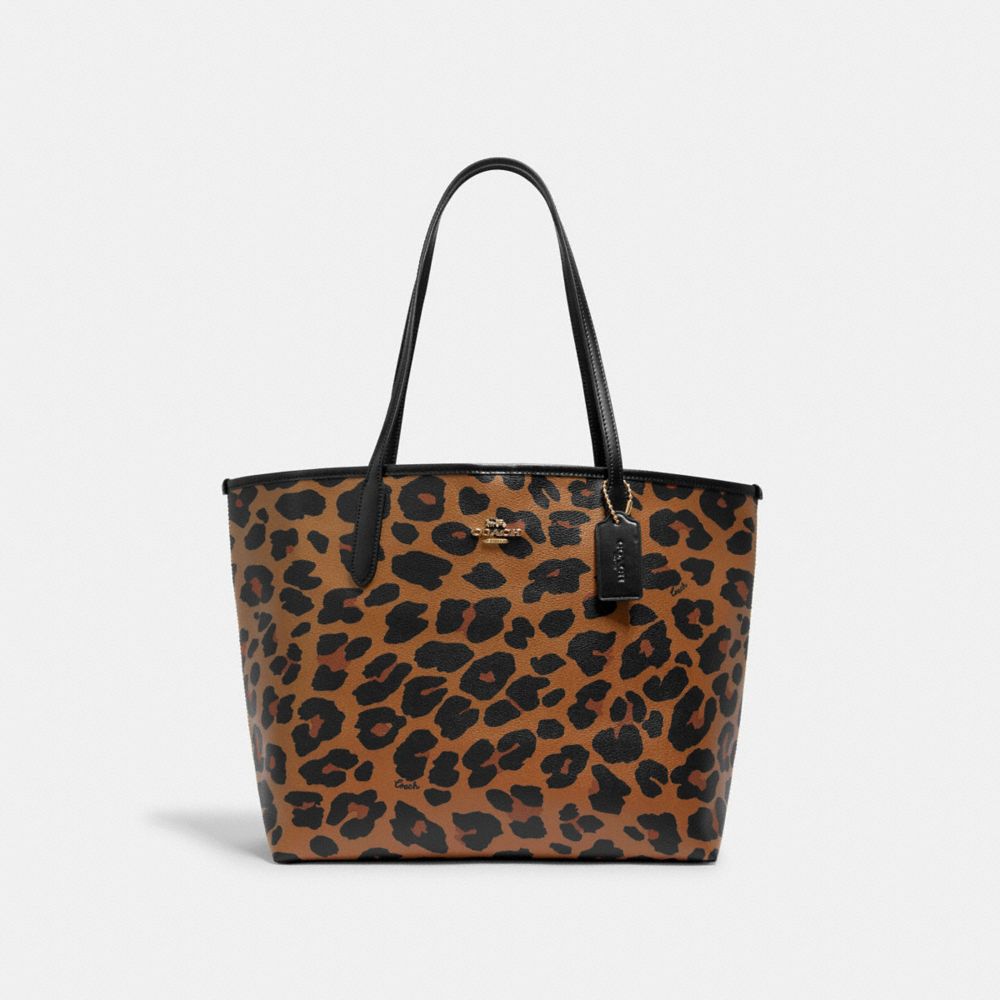 COACH® Outlet CITY TOTE WITH LEOPARD PRINT