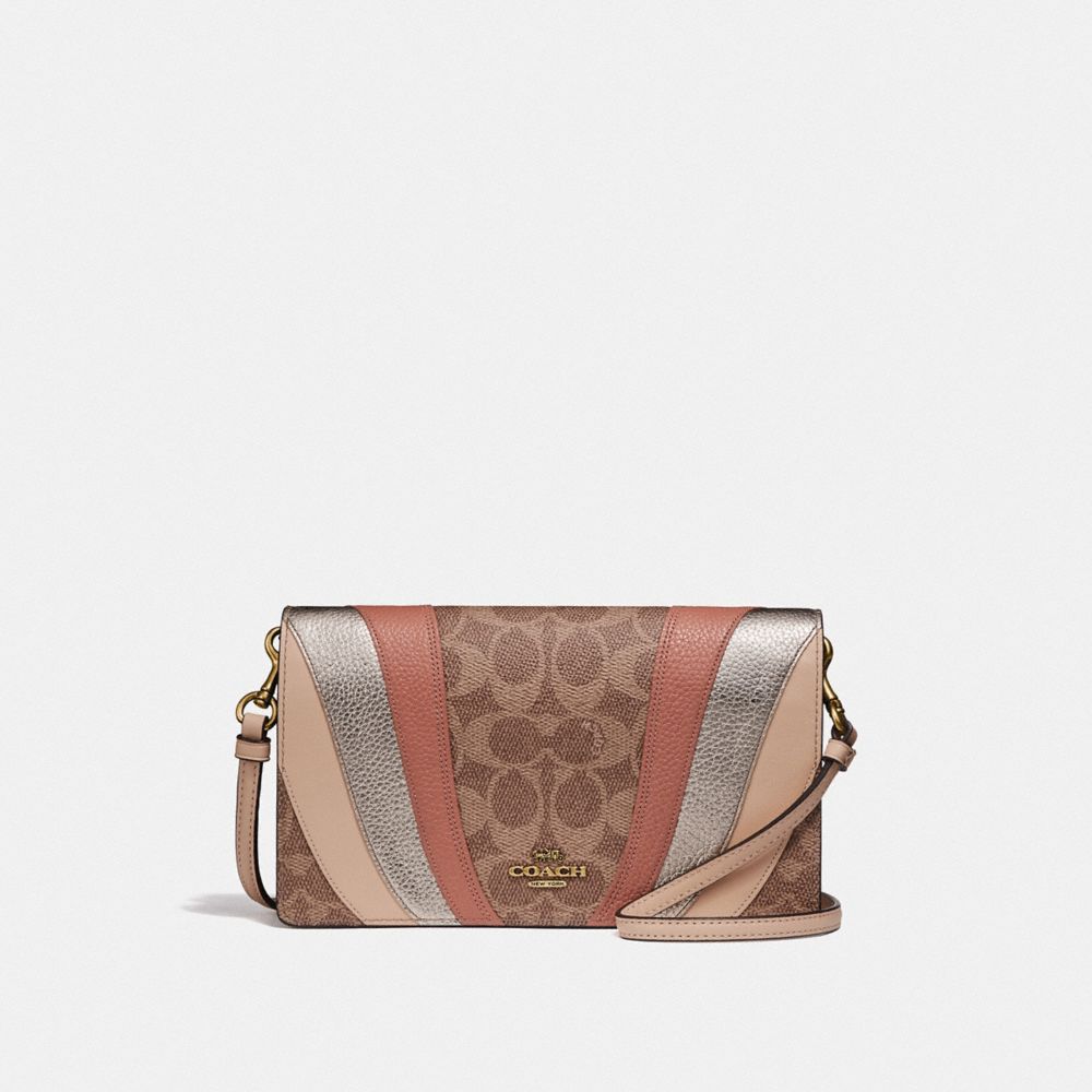 Hayden Foldover Crossbody Clutch in Signature Canvas With Wave