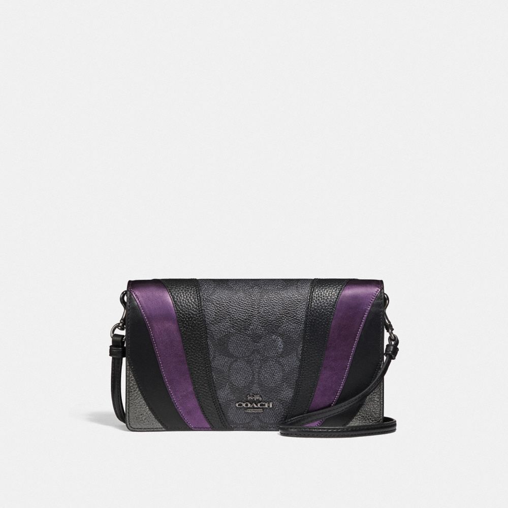 Hayden Foldover Crossbody Clutch in Signature Canvas With Wave