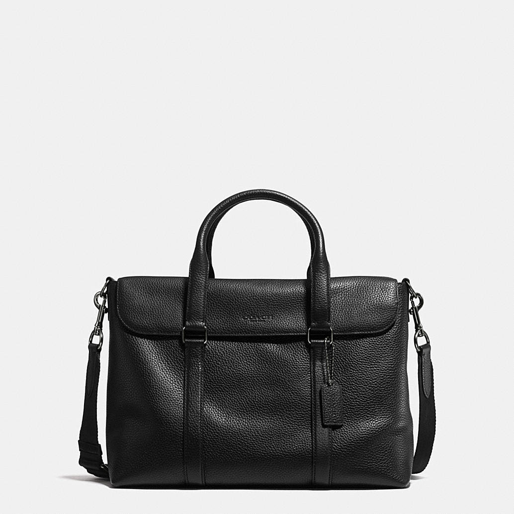 COACH Mens Leather Business Bags | Metropolitan Messenger In Pebble Leather
