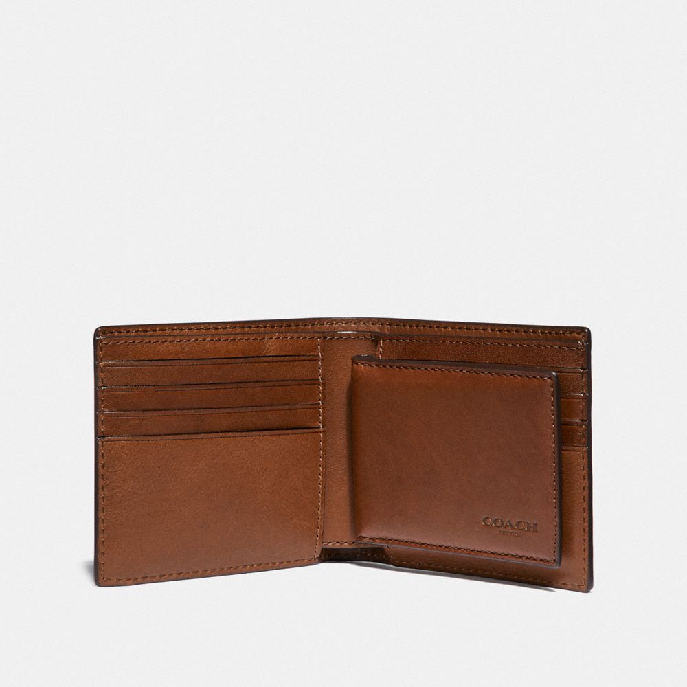 coach dark saddle wallet