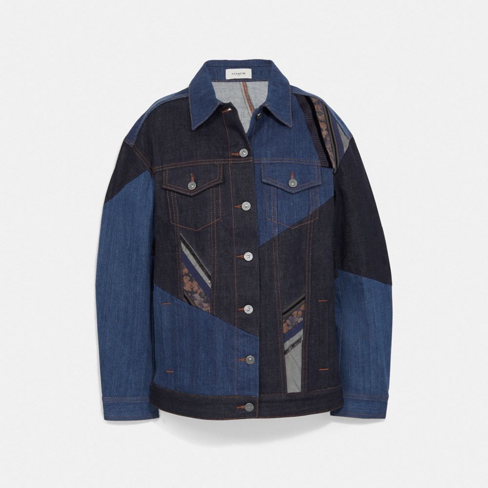 oversized denim jacket with patches