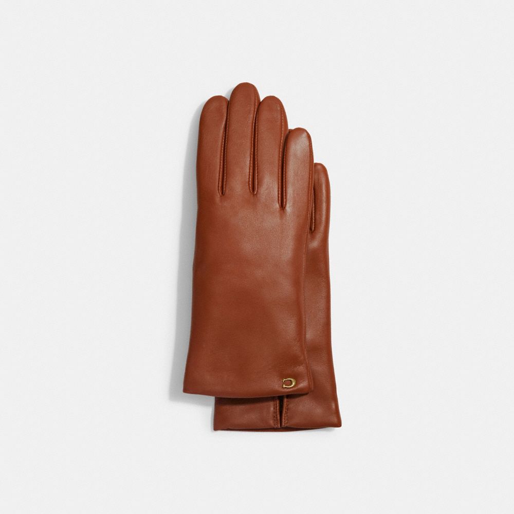 QA_AUTO Sculpted Signature Leather Tech Gloves, Saddle, ProductTile