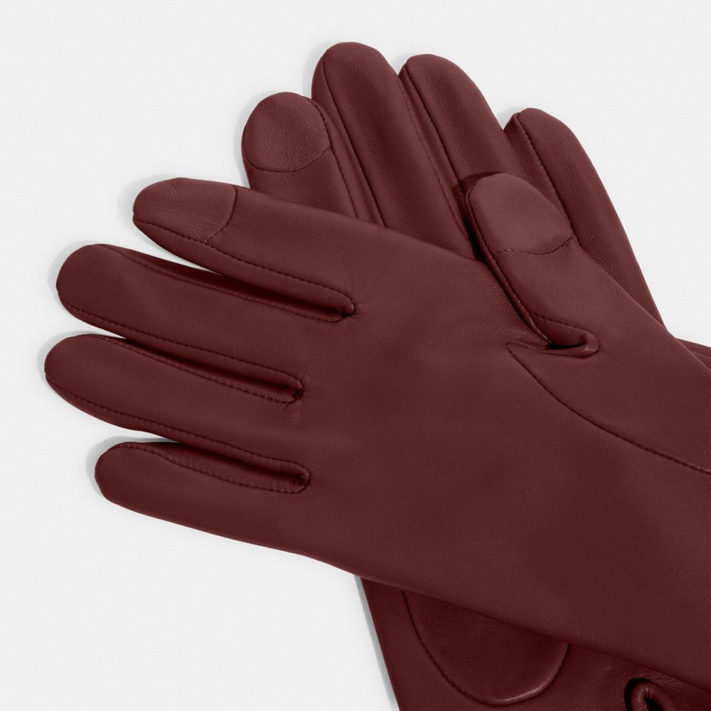 COACH®,QA_AUTO_SCULPTED C SHORT LEATHER TECH GLOVE,,Closer View