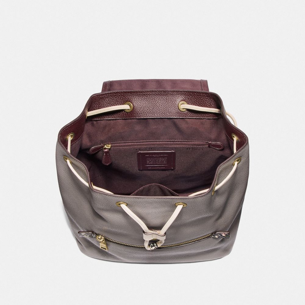 Evie Backpack in Colorblock With Snakeskin Detail COACH