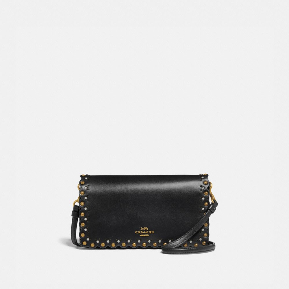 hayden foldover crossbody clutch with rivets