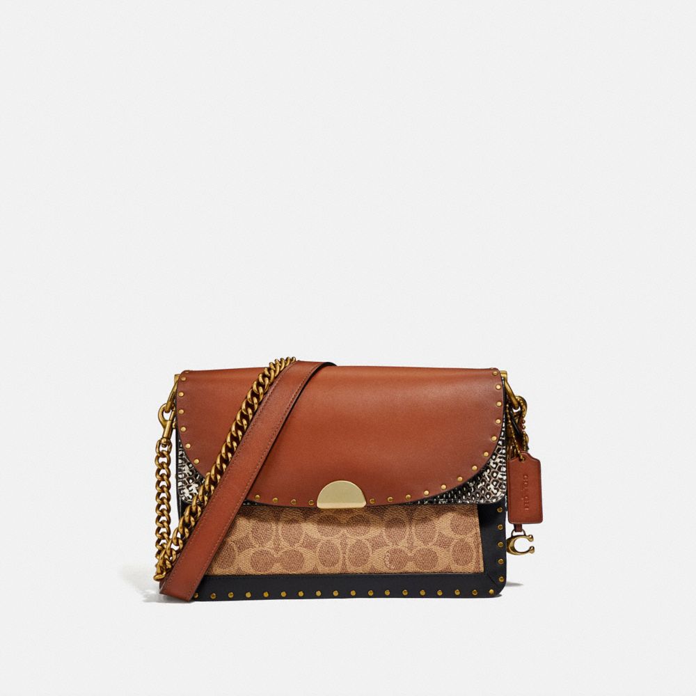 Coach Dreamer Shoulder Bag In Signature Canvas With Snakeskin Detail In