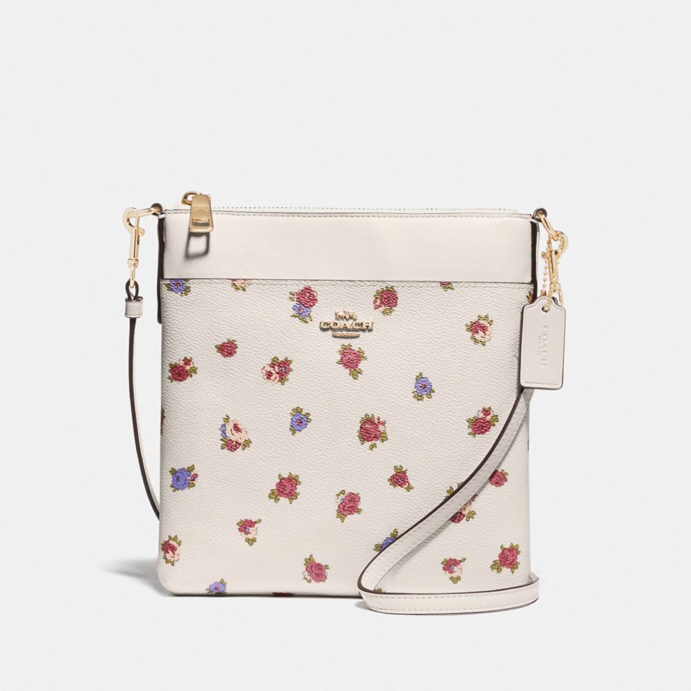 coach kitt messenger crossbody rose print chalk