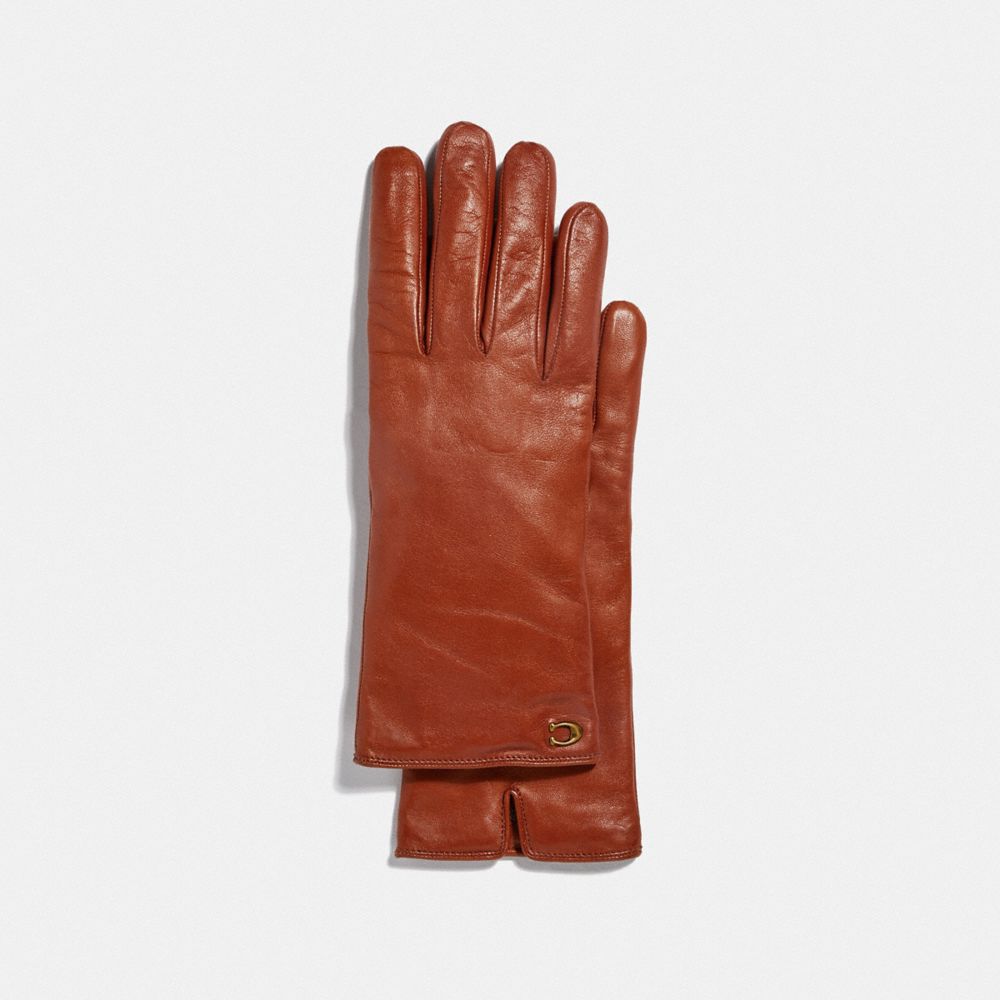 COACH Sculpted Signature Leather Tech Gloves