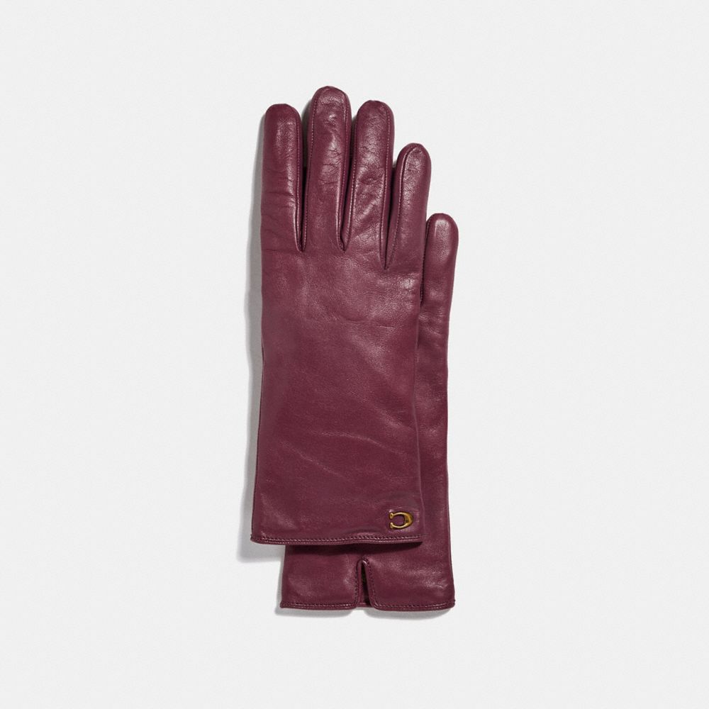 mauve leather gloves