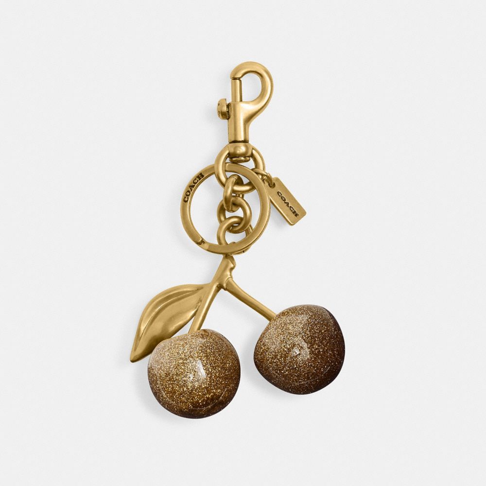 COACH®,Cherry Bag Charm,Bag Charm,Metal Material,3D Embellishment,Glitter,Gold Metal,Gold,Metallic
