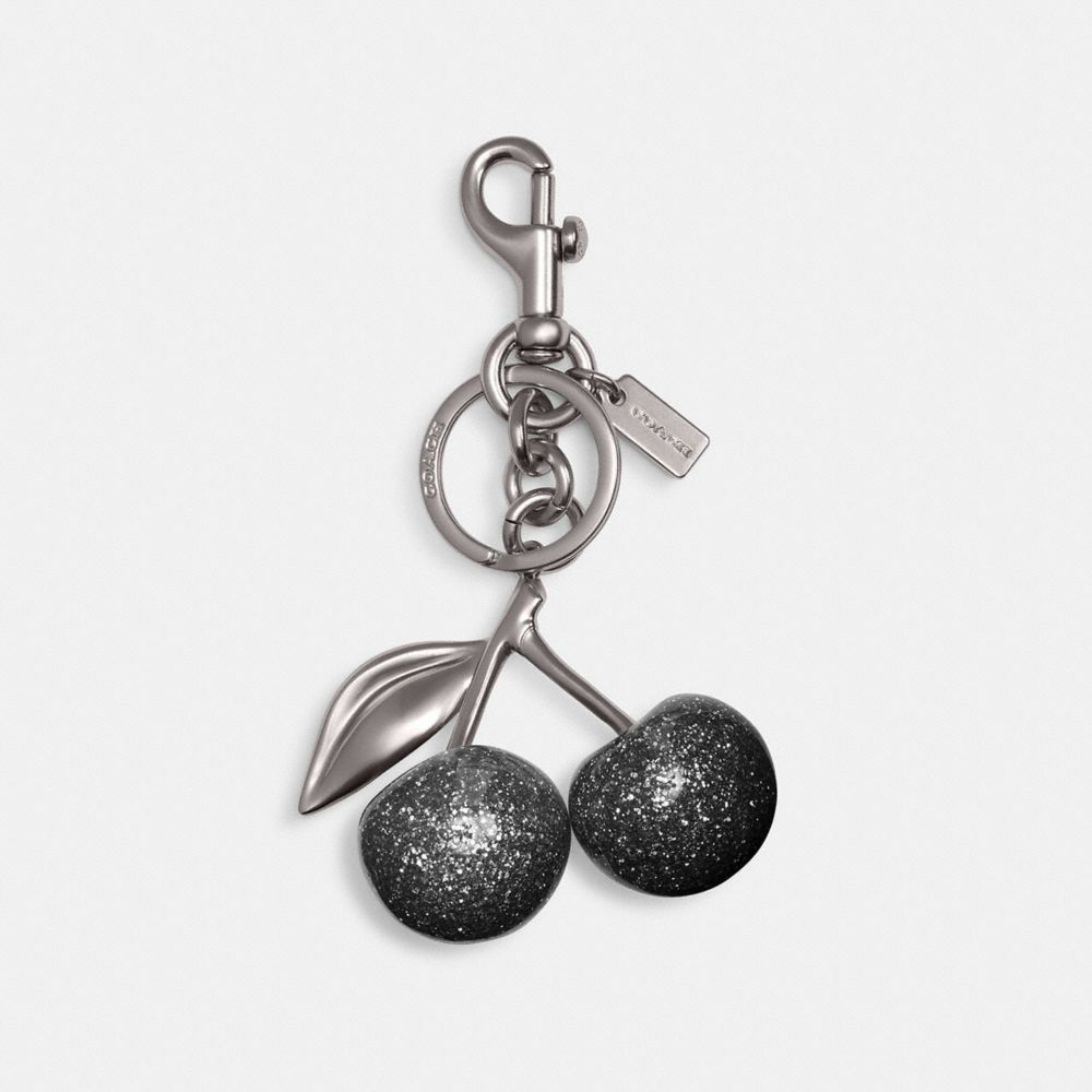 COACH®,Cherry Bag Charm,Bag Charm,Metal Material,3D Embellishment,Glitter,Gold Metal,Black