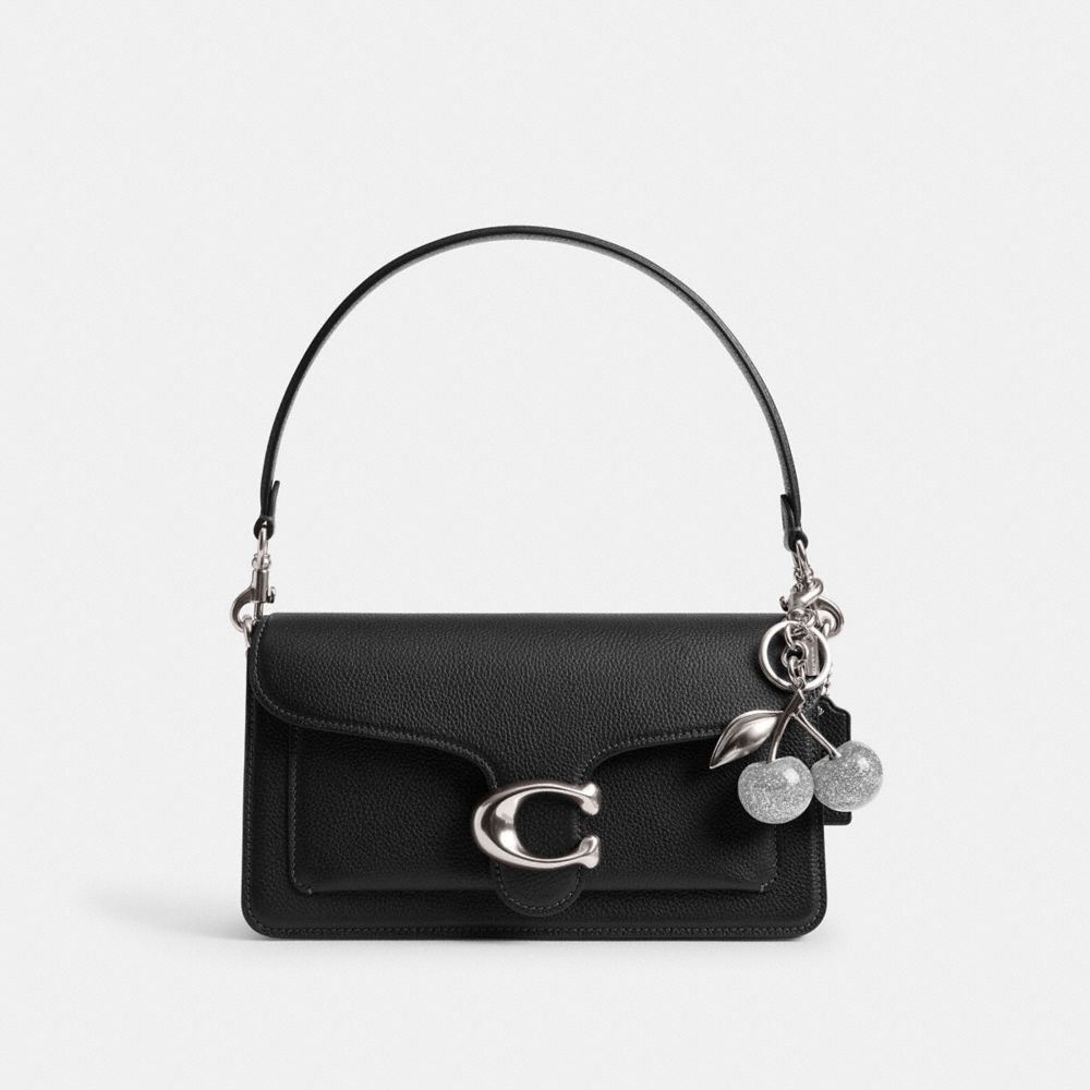 COACH®,Cherry Bag Charm,Bag Charm,Metal Material,3D Embellishment,Glitter,Gold Metal,Black,Angle View