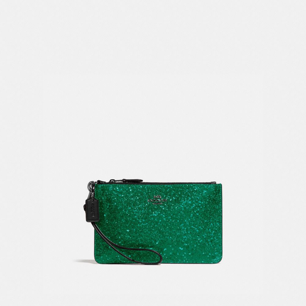 Coach Boxed Small Wristlet Women's In Gunmetal/emerald ModeSens