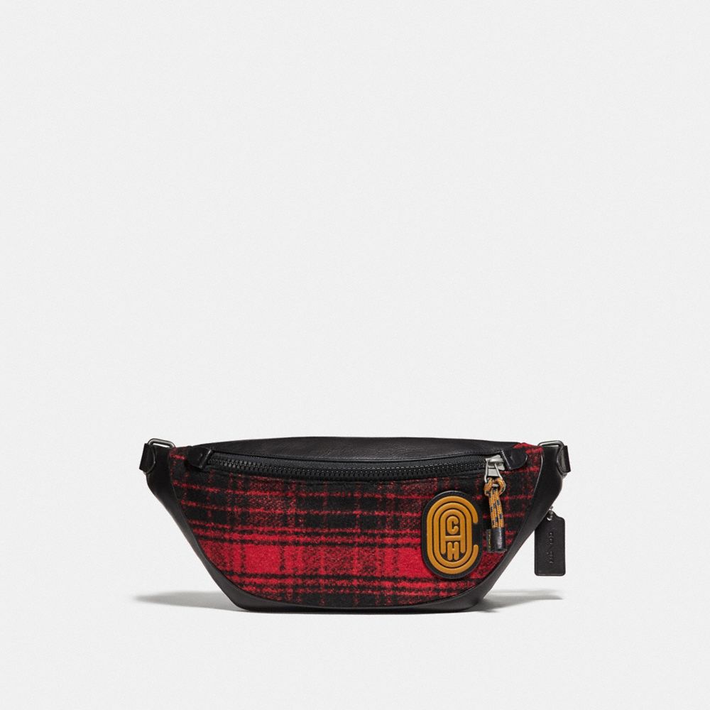 red and black plaid coach purse