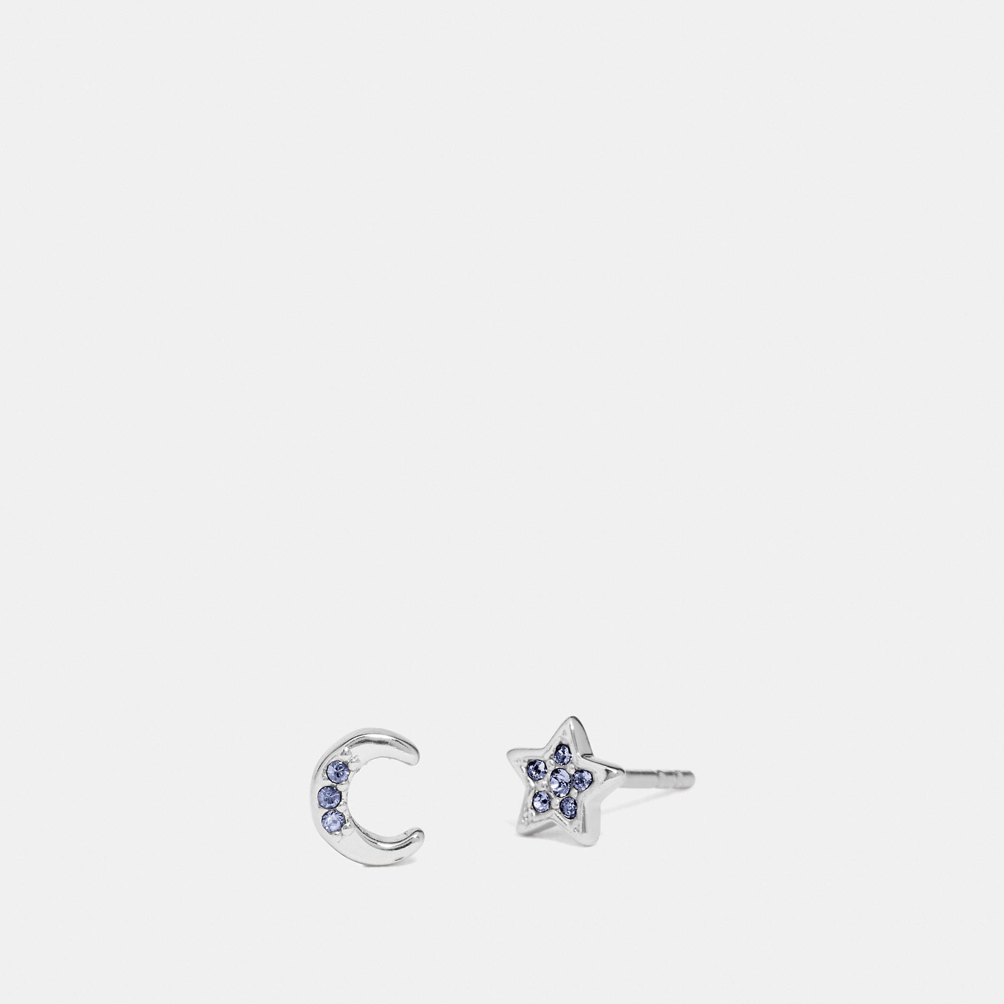 Coach Signature Moonstar Stud Earrings - Women's In Silver/blue