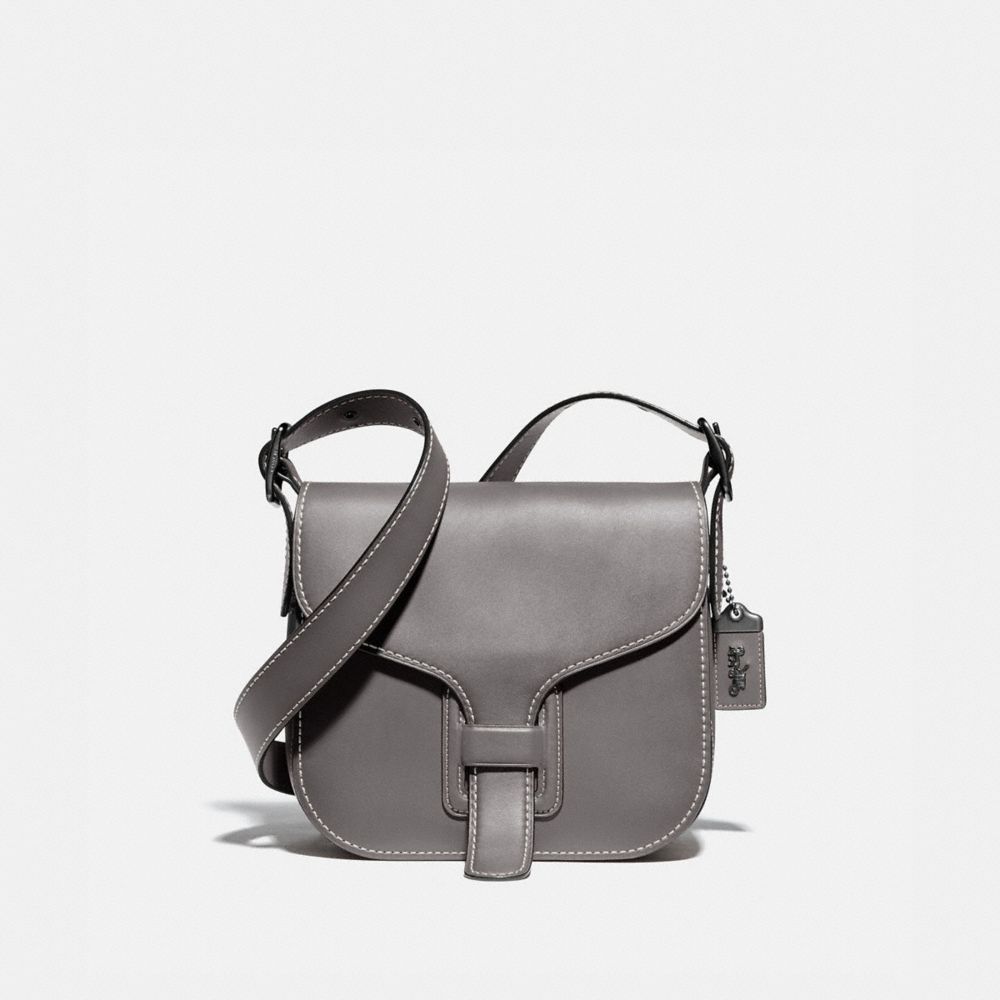 grey leather shoulder bag