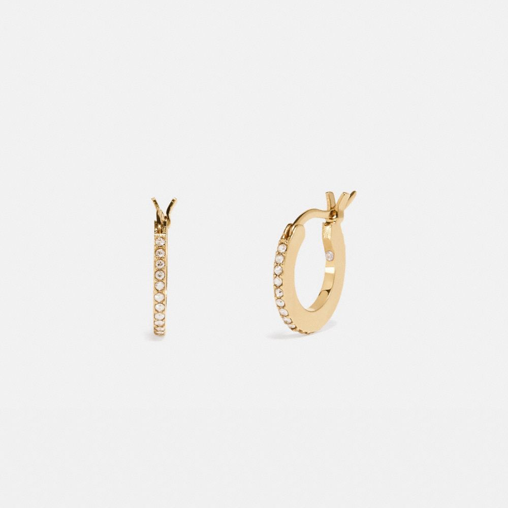 QA_AUTO Pave Huggie Earrings, Gold/Clear, ProductTile